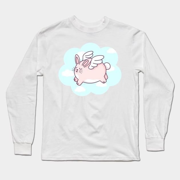 Flying Bunny Long Sleeve T-Shirt by sombrasblancas